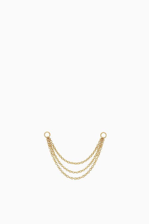 EF Collection Earrings Triple Chain Stud Earring Charm in Yellow Gold