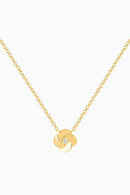 EF Collection Necklaces Gold and Diamond Petal Necklace in Yellow Gold