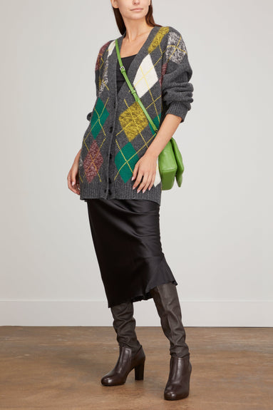 Plan C Sweaters Rhombus Motif Cardigan in Grey Multicolor