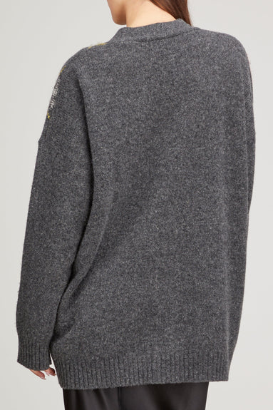 Plan C Sweaters Rhombus Motif Cardigan in Grey Multicolor