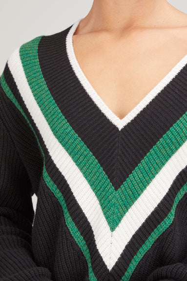 Plan C Tops Long Sleeve V-Neck in Multicolor