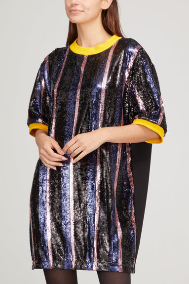 Plan C Tops Short Sleeve Tunic in Multicolor Stripes