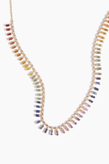 Vintage La Rose Unclassified Rainbow Sapphire Drop Necklace in 14K Yellow Gold
