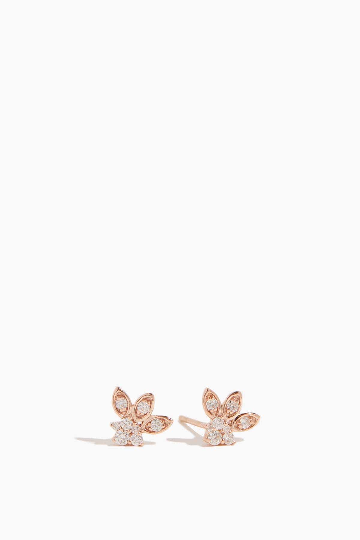 Sydney Evan Earrings Marquis Petal Studs in Rose Gold