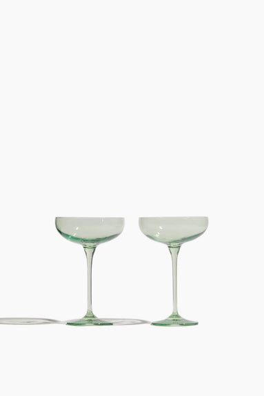 Estelle Colored Glass Glassware Colored Champagne Coupe Stemware in Mint Green - Set of 2