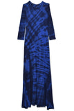 Raquel Allegra Clothing Half Sleeve Drama Maxi in Cobalt Tie Dye