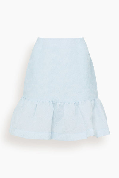 Ruffle Hem Mini Skirt in Pale Blue