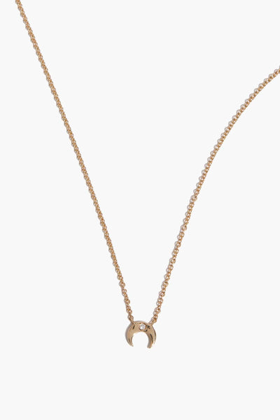 Double Horn Diamond Necklace in 14k Yellow Gold