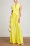 Adam Lippes Jumpsuits Sleeveless Belted Jumpsuit in Citron