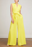Adam Lippes Jumpsuits Sleeveless Belted Jumpsuit in Citron
