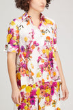 Adam Lippes Tops Short Sleeve Trapeze Top in Ivory Floral