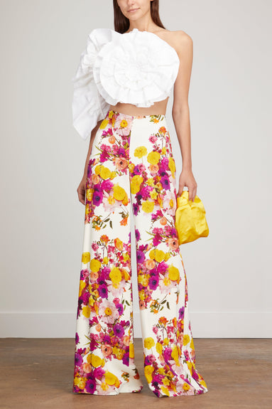 Adam Lippes Pants Stretch Side Zip Pant in Ivory Floral
