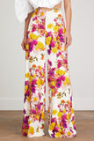 Adam Lippes Pants Stretch Side Zip Pant in Ivory Floral