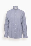 Easy Ruffle Shirt in Stripe Navy/White