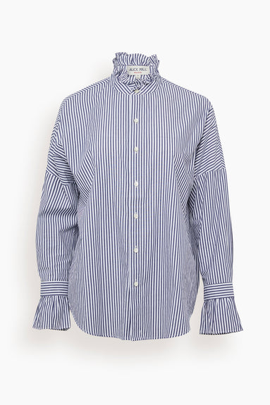 Easy Ruffle Shirt in Stripe Navy/White