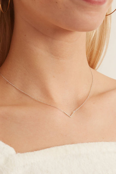 Adina Reyter Necklaces Tiny Pave V Necklace in Silver