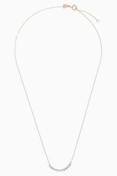 Adina Reyter Necklaces Diamond and Turquoise Rounds Chain Necklace in 14k Yellow Gold