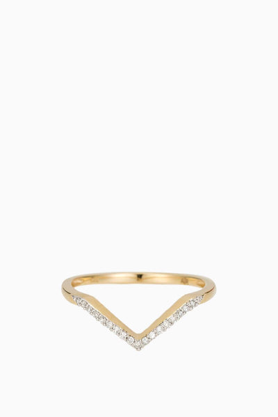Pave V Ring in Yellow Gold