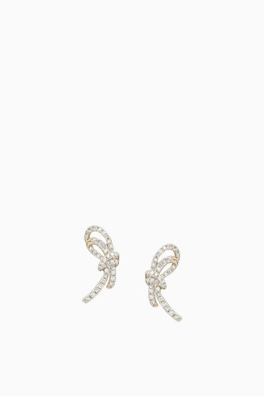 Adina Reyter Earrings Small Pave Forget Me Knot Posts in Yellow Gold
