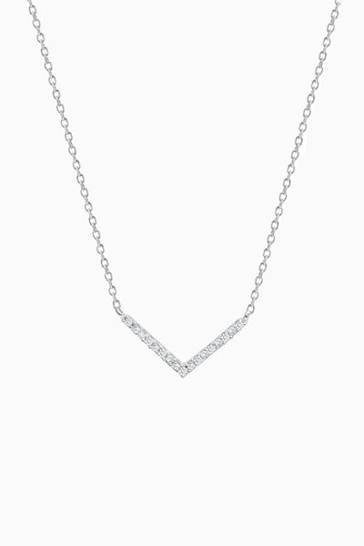 Tiny Pave V Necklace in Silver