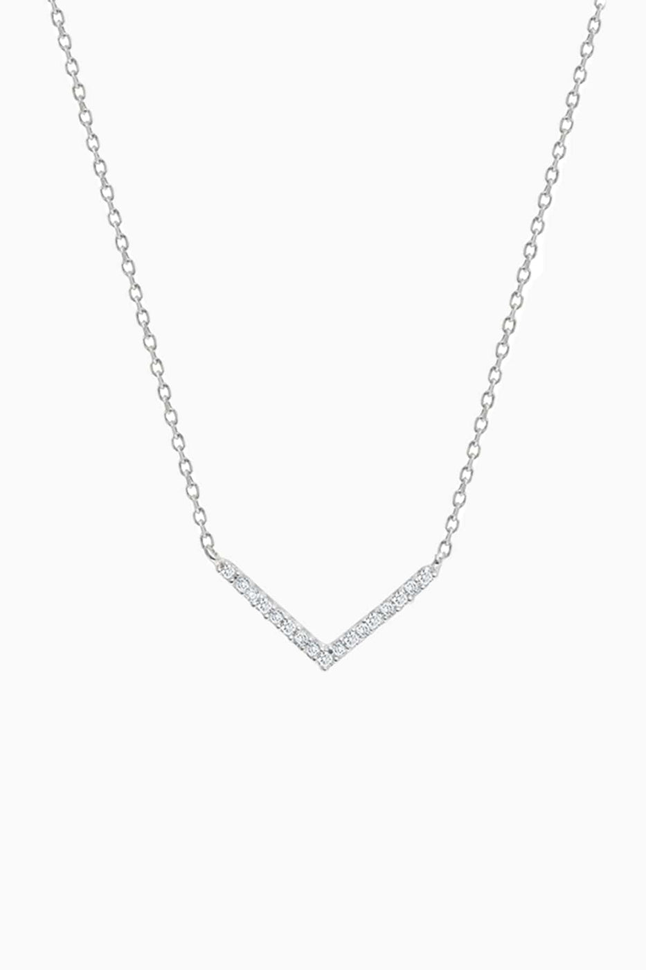 Adina Reyter Necklaces Tiny Pave V Necklace in Silver