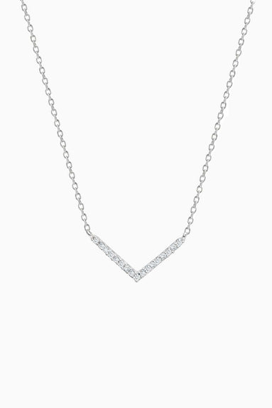 Adina Reyter Necklaces Tiny Pave V Necklace in Silver