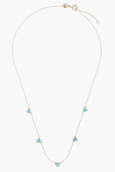 Adina Reyter Necklaces Turquoise and Round Diamond Chain Necklace in 14k Yellow Gold