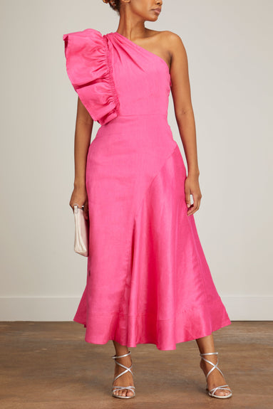 Aje Dresses Bonjour Asymmetric Midi Dress in Fuchsia Aje Bonjour Asymmetric Midi Dress in Fuchsia