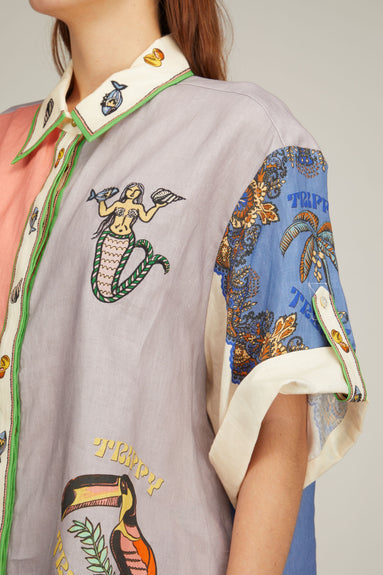 Alemais Tops Trippy Troppo Embroidery Shirt in Multi