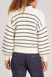 Alex Mill Sweaters Button Back Crewneck Sweater in Stripe Ivory/Dark Navy