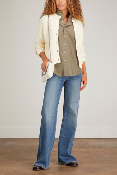 Alex Mill Tops Easy Ruffle Shirt in Dusty Olive Alex Mill Easy Ruffle Shirt in Dusty Olive