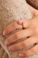 Aliita Rings Deco Sandwich Ring in White Agate/Rhodonite Aliita Deco Sandwich Ring in White Agate/Rhodonite