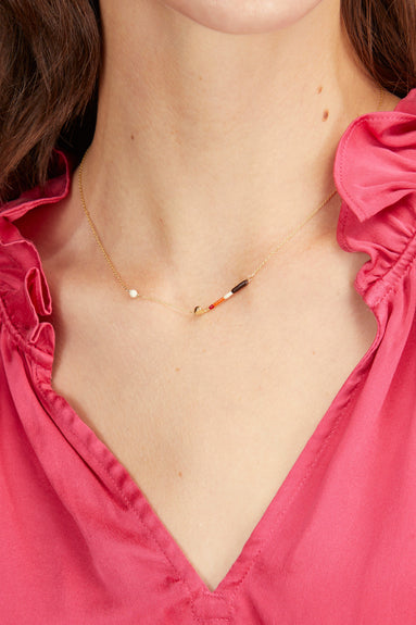 Aliita Necklaces Golf Pelota Enamel Necklace in Mango/Dark Brown Aliita Golf Pelota Enamel Necklace in Mango/Dark Brown