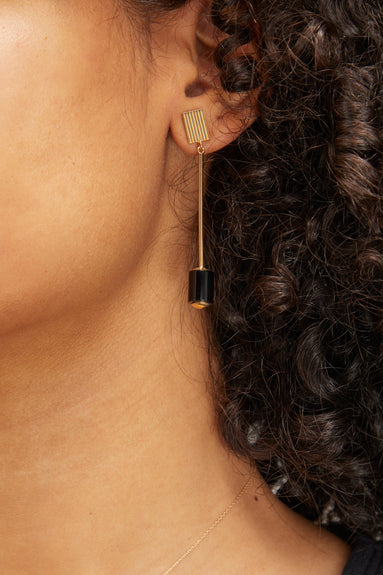 Aliita Earrings Yellow Gold Deco Cilindro Earrings in Black Aliita Yellow Gold Deco Cilindro Earrings in Black