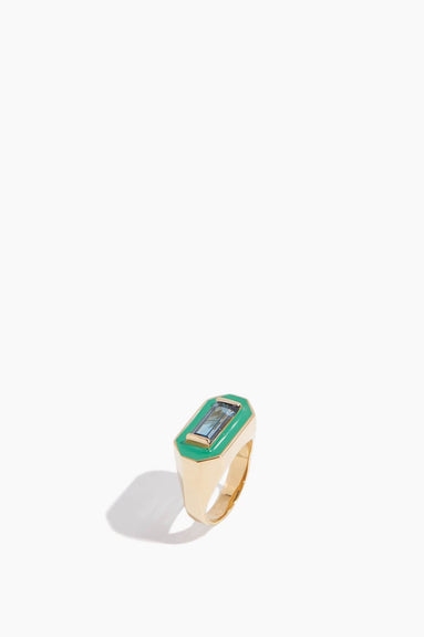 Aliita Rings Deco Maxi Baguette Enamel Ring in Sage Green Aliita Deco Maxi Baguette Enamel Ring in Sage Green