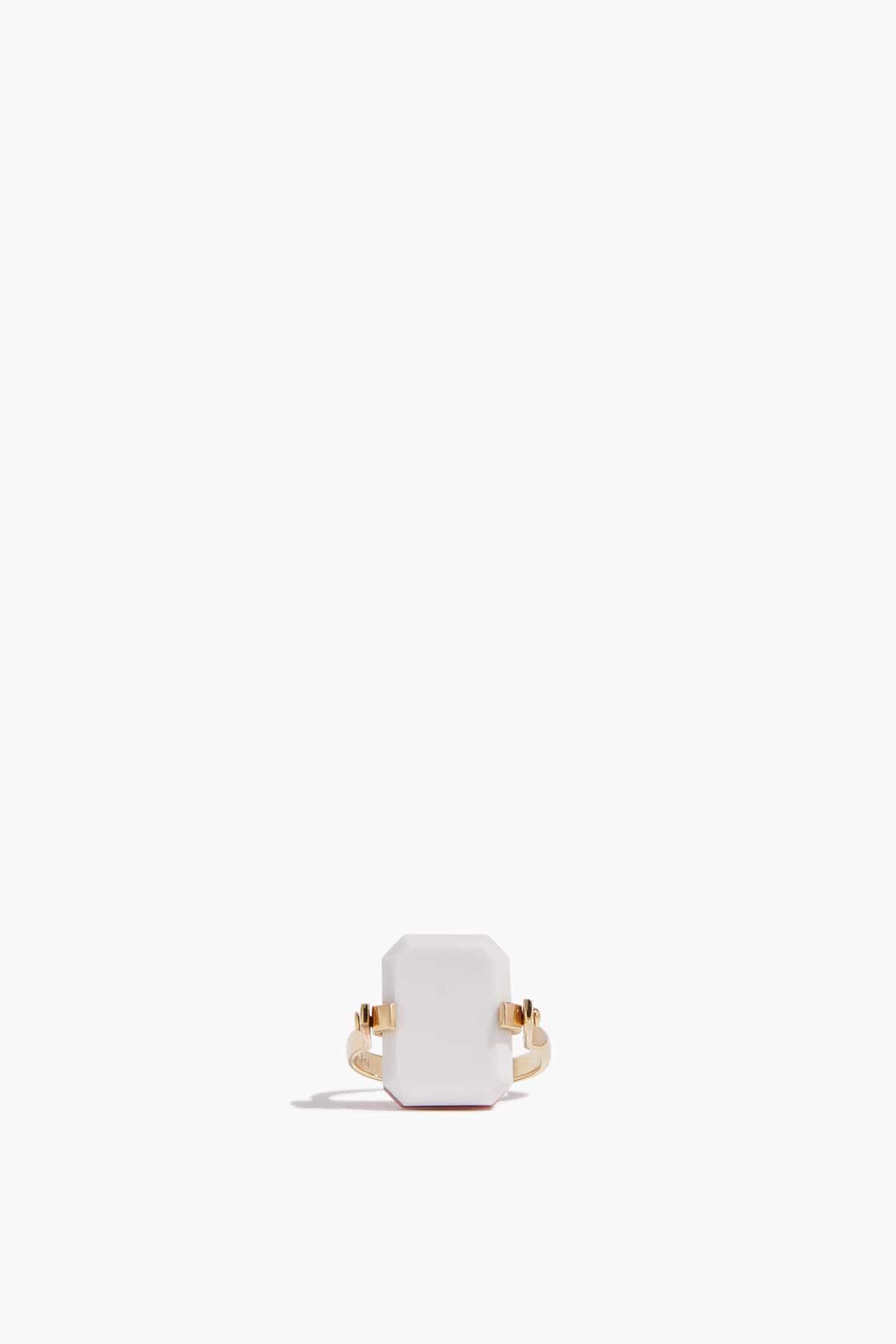 Aliita Rings Deco Sandwich Ring in White Agate/Rhodonite Aliita Deco Sandwich Ring in White Agate/Rhodonite