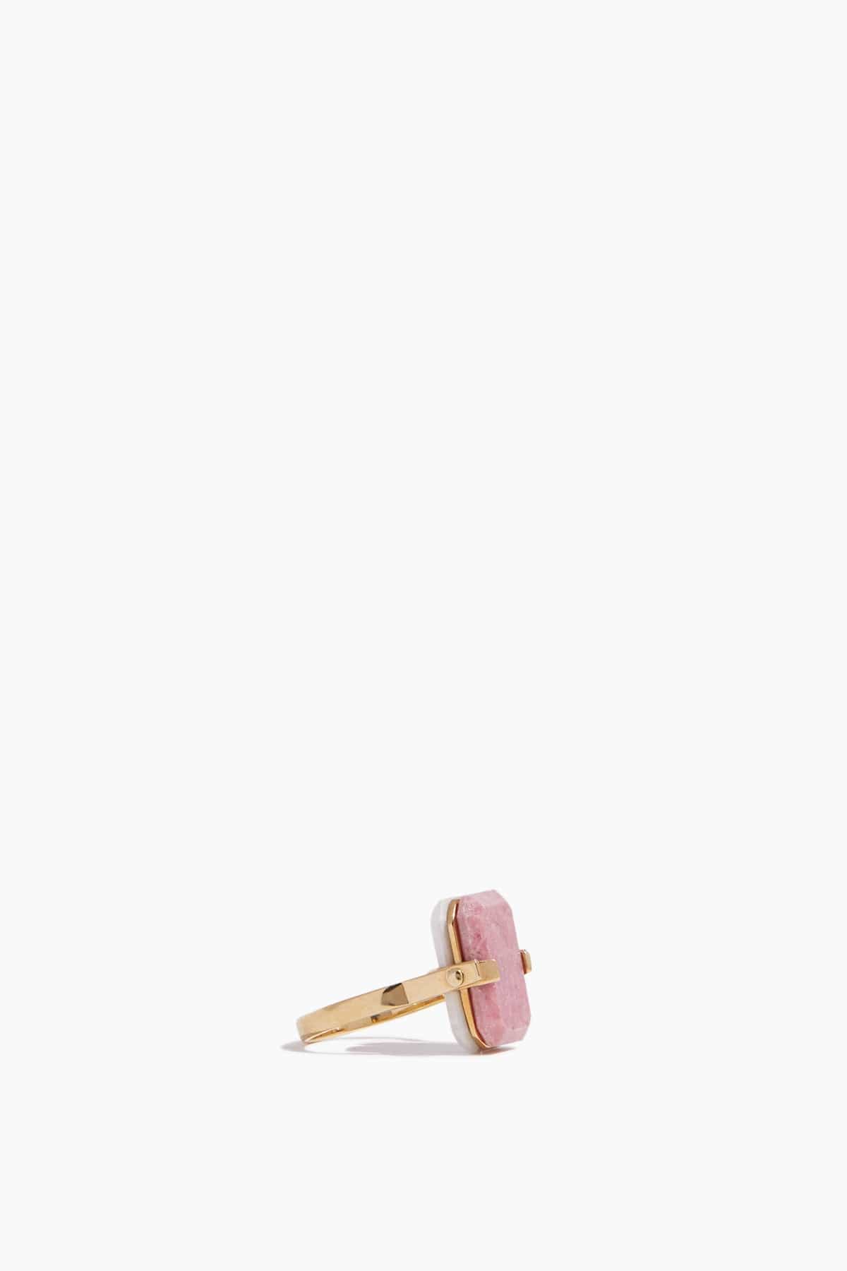 Aliita Rings Deco Sandwich Ring in White Agate/Rhodonite Aliita Deco Sandwich Ring in White Agate/Rhodonite