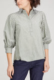 Ann Mashburn Tops Geraldine Popover Shirt in Olive Stripe