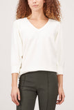 Ann Mashburn Tops Coralie V-Neck Top in Ivory
