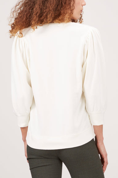 Ann Mashburn Tops Coralie V-Neck Top in Ivory