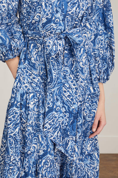 Ann Mashburn Dresses Isla Shirtdress in Blue Multi Abstract Octopus Printed Poplin