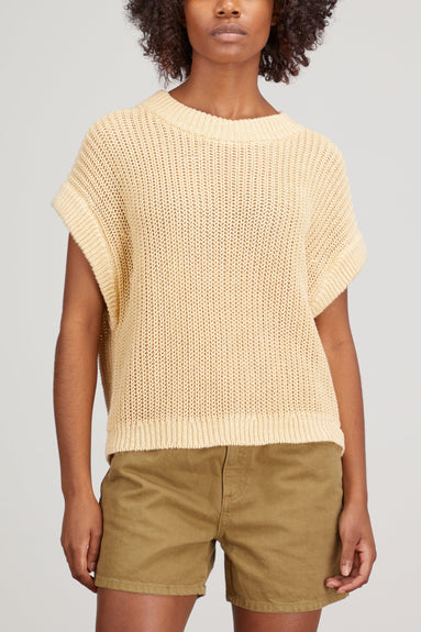Apiece Apart Tops Oliva Linen Vest in Lemon