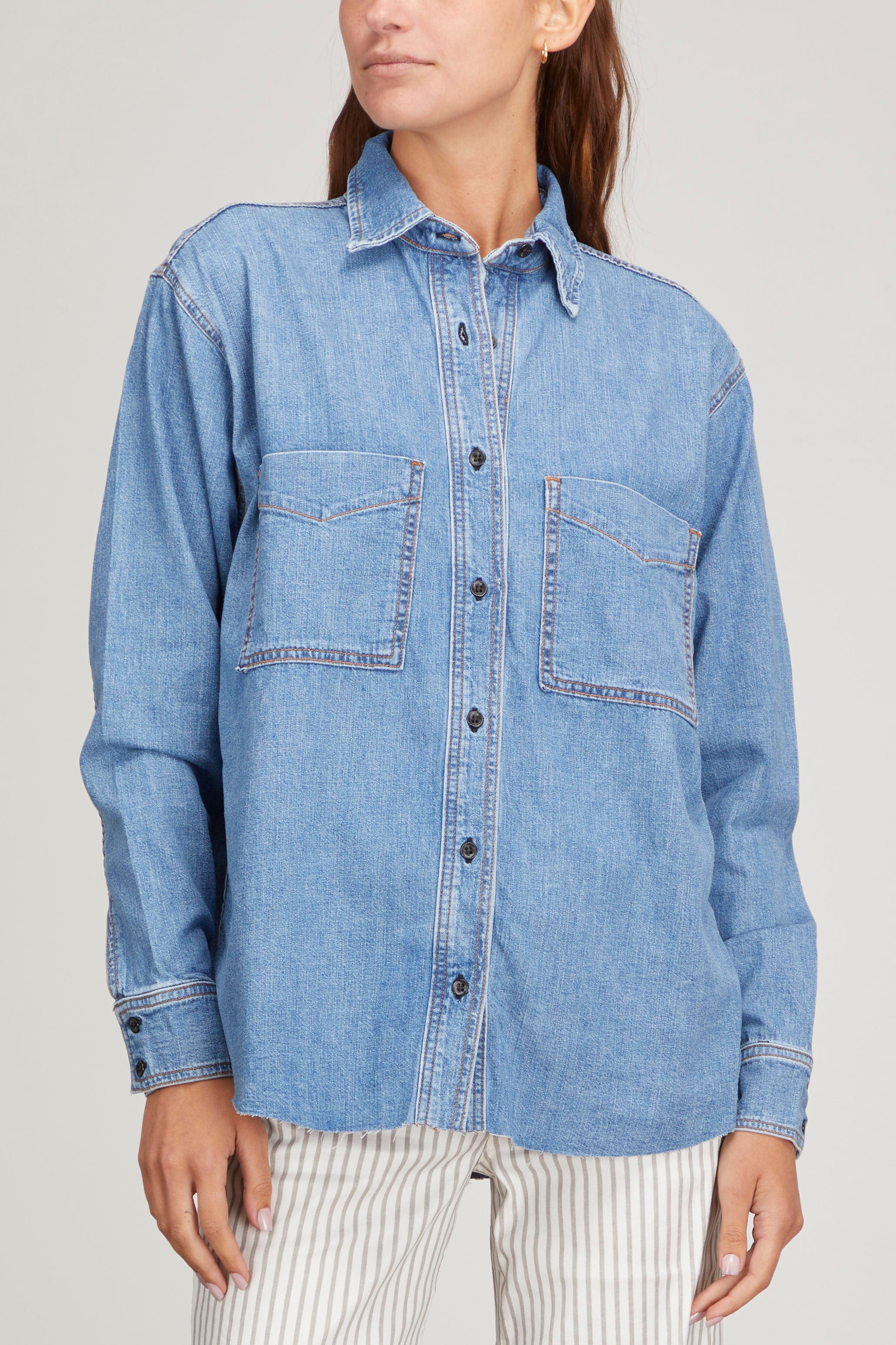 Askk NY Tops Oversize Denim Shirt in Palm Canyon Askk NY Oversize Denim Shirt in Palm Canyon