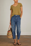 American Vintage Tops Jacksonville V Neck Shirt in Olive Vintage
