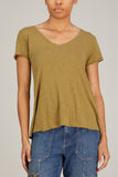 American Vintage Tops Jacksonville V Neck Shirt in Olive Vintage