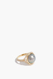 Samira 13 Rings Tahitian Pearl Slice Diamond Halo Ring in 14k Yellow Gold