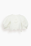 Vlada Crochet Puff Sleeve Top in White