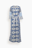 Bell Dresses Jane Maxi Dress with Belt in Blue Multi