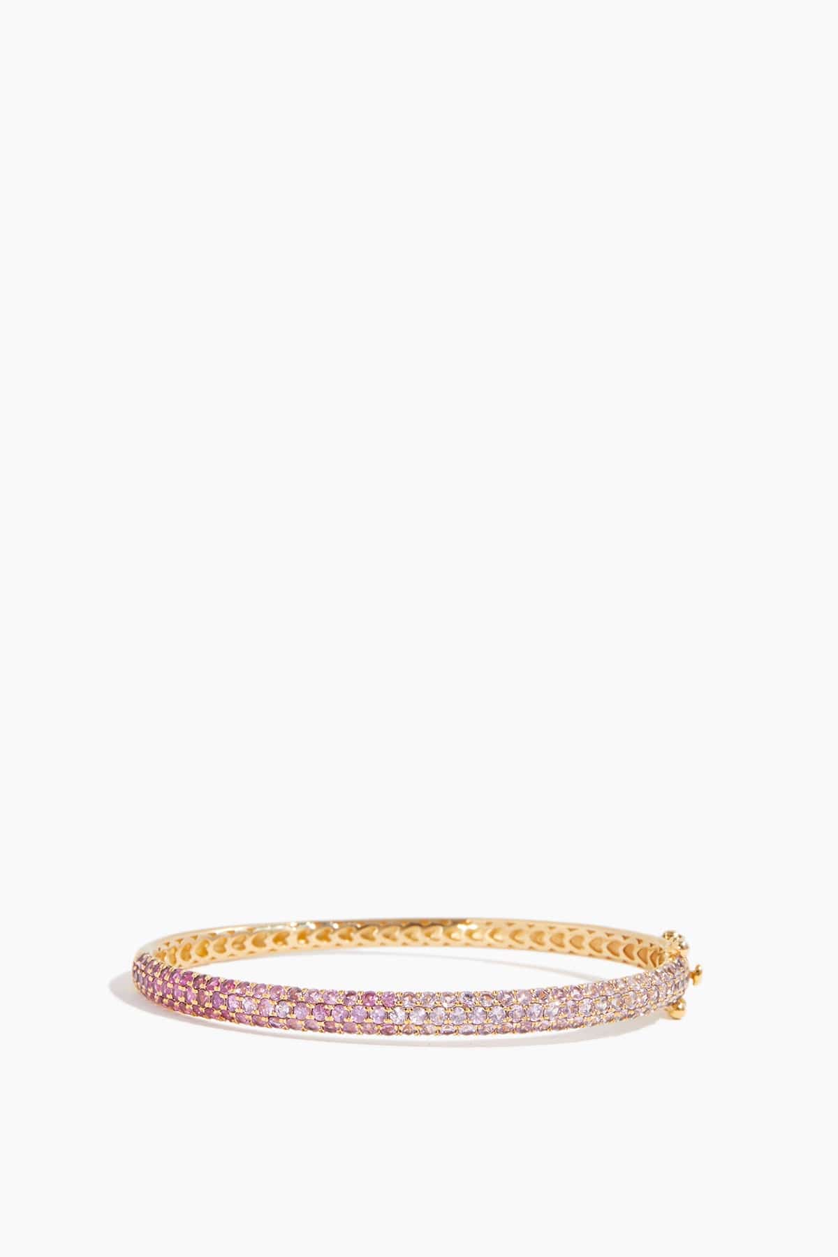 Vintage La Rose Bracelets Pink Sapphire Ombre Bangle in 14k Yellow Gold