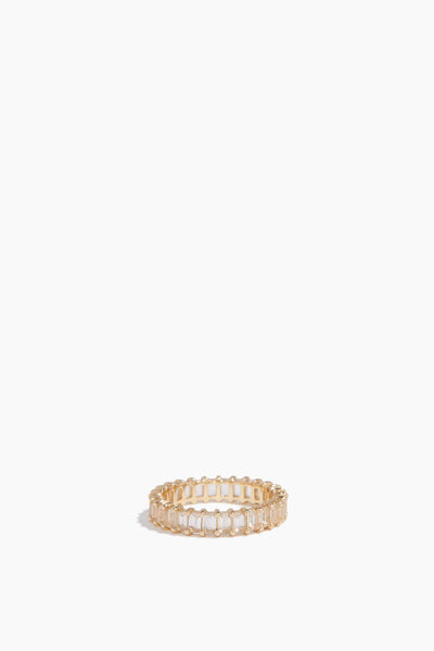 White Topaz Baguette Eternity Band in 14k Yellow Gold